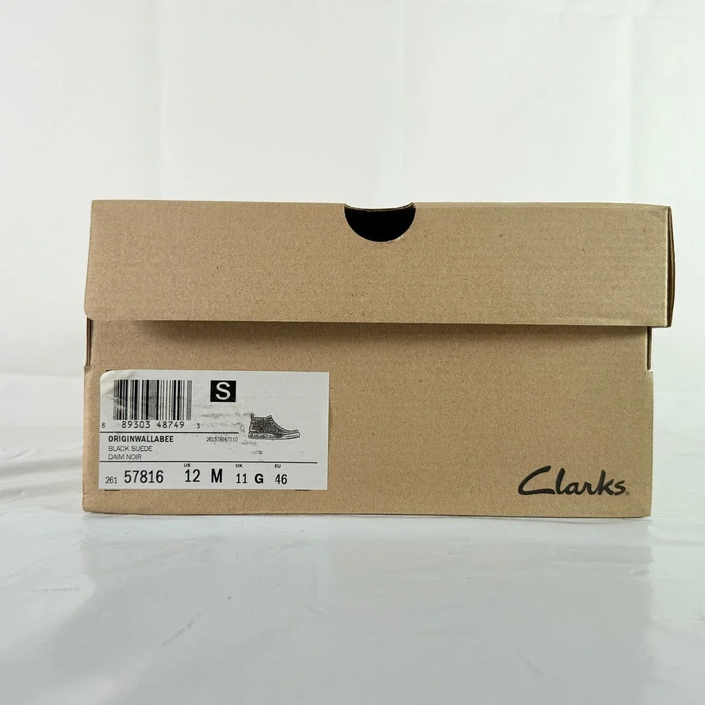 Clarks Origin Wallabee Men's US 12 Black Suede Comfort Moc Toe Sneakers 26157816